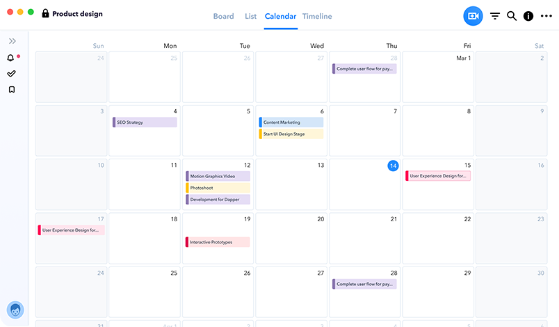 Heycollab task calendar